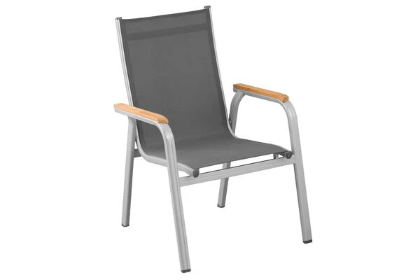 Kettler Granada Sitzgruppe, Silber/anthrazit, Teaktisch 160x95cm, 4 Stapel-, 2 Multipos.-sessel, FSC-zert. 5 Kettler Granada Sitzgruppe, Silber/anthrazit, Teaktisch 160x95cm, 4 Stapel-, 2 Multipos.-sessel, FSC-zert. – Bild 3