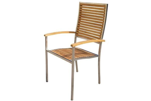 OUTFLEXX Set, Natur, Edelstahl/Teak, Esstisch 200 X 90 Cm, 6 Stapelstühle 8 OUTFLEXX Set, Natur, Edelstahl/Teak, Esstisch 200 X 90 Cm, 6 Stapelstühle – Bild 6