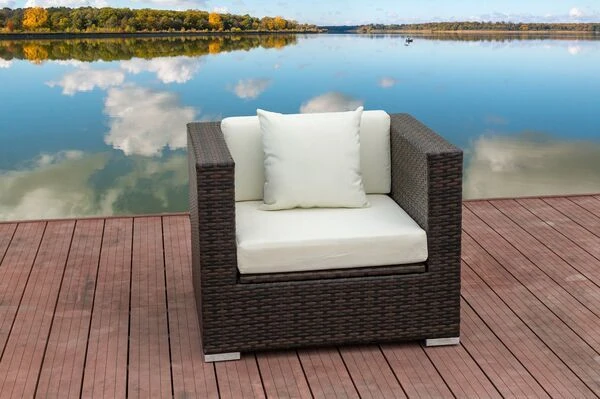 OUTFLEXX Sessel, Braun Marmoriert, Polyrattan, 90 X 85 X 70 Cm, Wasserfeste Kissenbox 4 OUTFLEXX Sessel, Braun Marmoriert, Polyrattan, 90 X 85 X 70 Cm, Wasserfeste Kissenbox – Bild 2
