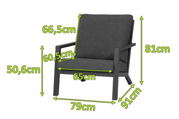 SIENA GARDEN Belia Loungesessel, Matt-anthrazit, Aluminium, 79x91x81 Cm, Inkl. Polster Dunkelgrau 4 SIENA GARDEN Belia Loungesessel, Matt-anthrazit, Aluminium, 79x91x81 Cm, Inkl. Polster Dunkelgrau – Bild 2