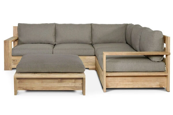 OUTFLEXX Kassel Ecklounge, Recyceltes Teakholz, Inkl. Polster Aus Olefin, Rustikal Gebürstet 4 OUTFLEXX Kassel Ecklounge, Recyceltes Teakholz, Inkl. Polster Aus Olefin, Rustikal Gebürstet – Bild 2