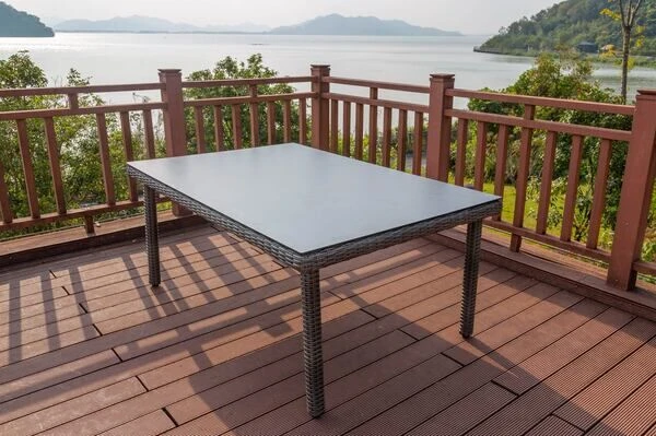 OUTFLEXX Dining Tisch, Grau, Polyrattan, 180 X 120 Cm, Tischplatte Spraystone, 8mm 4 OUTFLEXX Dining Tisch, Grau, Polyrattan, 180 X 120 Cm, Tischplatte Spraystone, 8mm – Bild 2