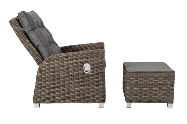 OUTFLEXX Dining Sessel, Grau, Polyrattan, 74 X 83 X 110 Cm, Stufenlos Verstellbar, Inkl. Hocker 5 OUTFLEXX Dining Sessel, Grau, Polyrattan, 74 X 83 X 110 Cm, Stufenlos Verstellbar, Inkl. Hocker – Bild 3