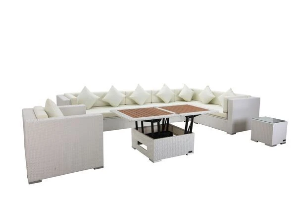 OUTFLEXX Loungemöbel-Set, Weiß, Polyrattan, Für 8 Personen, Inkl. Loungetisch, Wasserfeste Kissenbox 4 OUTFLEXX Loungemöbel-Set, Weiß, Polyrattan, Für 8 Personen, Inkl. Loungetisch, Wasserfeste Kissenbox – Bild 2