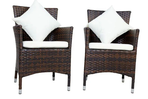 OUTFLEXX 2er-Set Sessel, Braun Marmoriert, Polyrattan, Inkl Polster Und Kissen 3 OUTFLEXX 2er-Set Sessel, Braun Marmoriert, Polyrattan, Inkl Polster Und Kissen