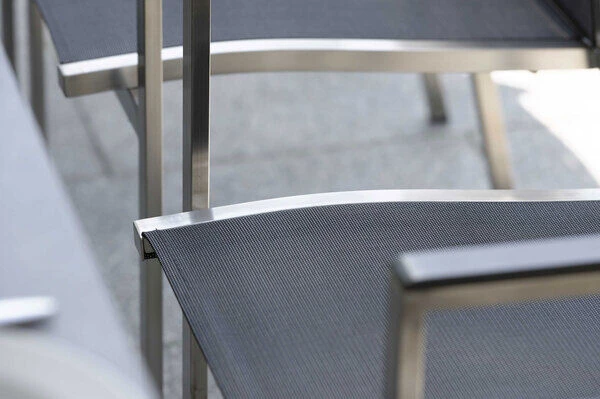 STERN Cardiff Stapelsessel, Silbergrau, Edelstahl/Textil/Aluminiumarmlehnen, 61x57x92 Cm, Stapelbar 5 STERN Cardiff Stapelsessel, Silbergrau, Edelstahl/Textil/Aluminiumarmlehnen, 61x57x92 Cm, Stapelbar – Bild 3