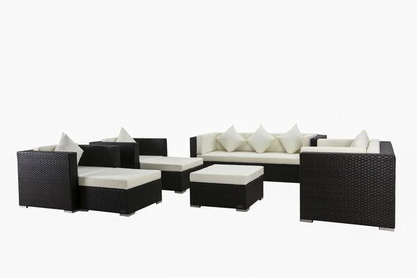 OUTFLEXX Loungemöbel-Set, Braun, Polyrattan, Für 9 Personen, Inkl. Kaffeetisch, Wasserfeste Kissenbox 5 OUTFLEXX Loungemöbel-Set, Braun, Polyrattan, Für 9 Personen, Inkl. Kaffeetisch, Wasserfeste Kissenbox – Bild 3