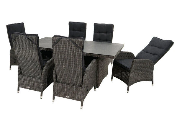 Ploß Malta Esstischgarnitur, Grau-braun-meliert/anthrazit, Polyrattan/Alu, 13-tlg. 5 Ploß Malta Esstischgarnitur, Grau-braun-meliert/anthrazit, Polyrattan/Alu, 13-tlg. – Bild 3