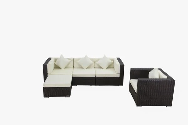 OUTFLEXX Loungemöbel-Set, Braun, Polyrattan, Für 5 Personen, Wasserfeste Kissenbox 5 OUTFLEXX Loungemöbel-Set, Braun, Polyrattan, Für 5 Personen, Wasserfeste Kissenbox – Bild 3