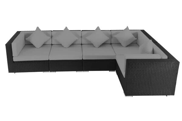 OUTFLEXX Loungemöbel-Set Polyrattan, Schwarz, Für 5 Personen, Wasserfeste Kissenbox 5 OUTFLEXX Loungemöbel-Set Polyrattan, Schwarz, Für 5 Personen, Wasserfeste Kissenbox – Bild 3