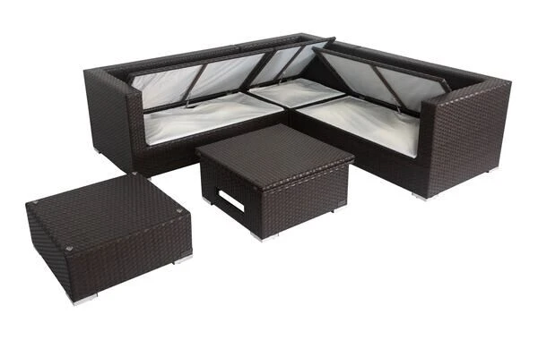 OUTFLEXX Loungemöbel-Set, Braun, Polyrattan, 6 Personen, Wasserfeste Kissenbox, Inkl. Loungetisch 5 OUTFLEXX Loungemöbel-Set, Braun, Polyrattan, 6 Personen, Wasserfeste Kissenbox, Inkl. Loungetisch – Bild 3