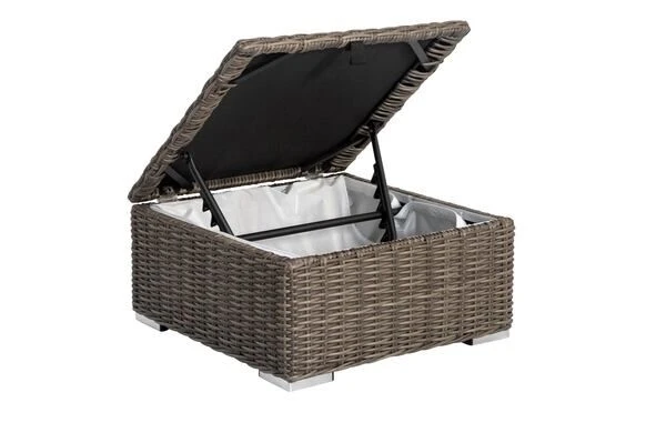 OUTFLEXX Hocker, Grau, Polyrattan, 70 X 70 X 35 Cm, Verstellbare Sitzfläche, Wasserfeste Kissenbox 6 OUTFLEXX Hocker, Grau, Polyrattan, 70 X 70 X 35 Cm, Verstellbare Sitzfläche, Wasserfeste Kissenbox – Bild 4