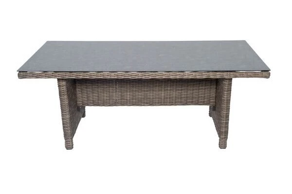 OUTFLEXX Esstisch, Grau, Polyrattan, 200 X 95 Cm, Tischplatte Spraystone, 6mm, Aufliegend 5 OUTFLEXX Esstisch, Grau, Polyrattan, 200 X 95 Cm, Tischplatte Spraystone, 6mm, Aufliegend – Bild 3