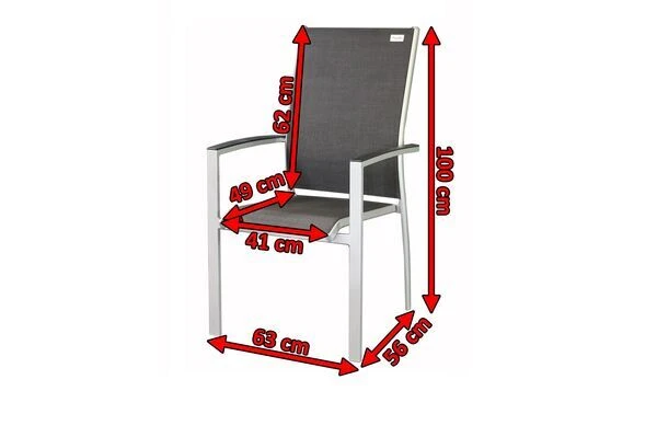 DOPPLER Expert Sessel, Silber/schwarz, Alu/Textilene, 56 X 63 X 100 Cm, Stapelbar 5 DOPPLER Expert Sessel, Silber/schwarz, Alu/Textilene, 56 X 63 X 100 Cm, Stapelbar – Bild 3