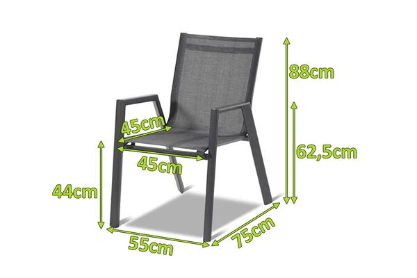 HARTMAN Aruba Stapelsessel, Xerix/anthrazit, Alu/Textilene, 75x55x88cm 5 HARTMAN Aruba Stapelsessel, Xerix/anthrazit, Alu/Textilene, 75x55x88cm – Bild 3