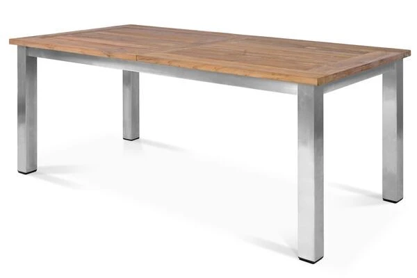 STERN Cardiff Esstischgruppe, Silber/taupe, Edelstahl/Teak, Tisch 200/260 X 100 Cm, 6 Multipositionssessel 5 STERN Cardiff Esstischgruppe, Silber/taupe, Edelstahl/Teak, Tisch 200/260 X 100 Cm, 6 Multipositionssessel – Bild 3