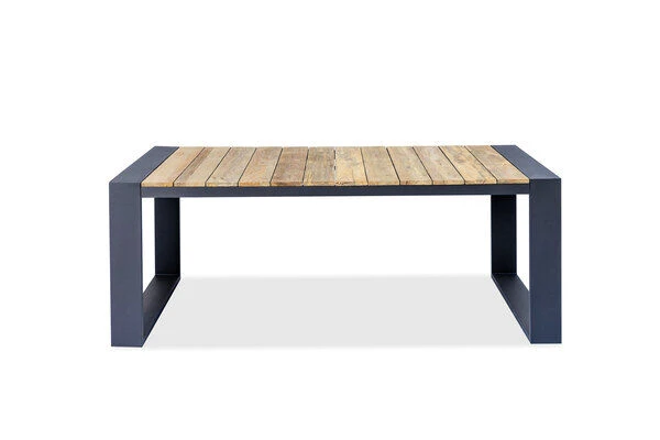 OUTFLEXX Kona Esstisch, Dark Grey/natur, Alu/recycled FSC®-Teak, 200x100x76cm, Rustikal Gebürstet, U-Gestell 5 OUTFLEXX Kona Esstisch, Dark Grey/natur, Alu/recycled FSC®-Teak, 200x100x76cm, Rustikal Gebürstet, U-Gestell – Bild 3
