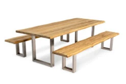 OUTFLEXX Esstischgarnitur, Silber/natur, Edelstahl & Recycled FSC-Teak, Esstisch 240x100cm, 2x Bank 240x40cm, Baumkante -Kettler Verkäufe 3 20619.jpg