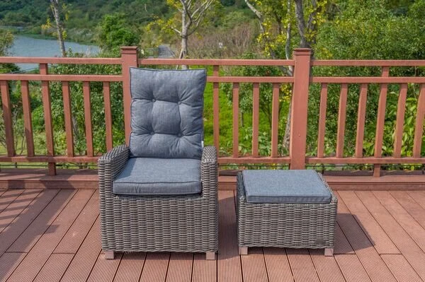 OUTFLEXX Dining Sessel, Grau, Polyrattan, 74 X 83 X 110 Cm, Stufenlos Verstellbar, Inkl. Hocker 6 OUTFLEXX Dining Sessel, Grau, Polyrattan, 74 X 83 X 110 Cm, Stufenlos Verstellbar, Inkl. Hocker – Bild 4