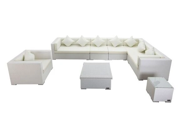 OUTFLEXX Loungemöbel-Set, Weiß, Polyrattan, Für 8 Personen, Inkl. Loungetisch, Wasserfeste Kissenbox 5 OUTFLEXX Loungemöbel-Set, Weiß, Polyrattan, Für 8 Personen, Inkl. Loungetisch, Wasserfeste Kissenbox – Bild 3