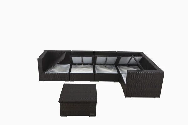 OUTFLEXX Ecklounge-Set Polyrattan, Braun, Für 5 Personen, Inkl. Loungetisch, Wasserfeste Kissenbox 10 OUTFLEXX Ecklounge-Set Polyrattan, Braun, Für 5 Personen, Inkl. Loungetisch, Wasserfeste Kissenbox – Bild 8