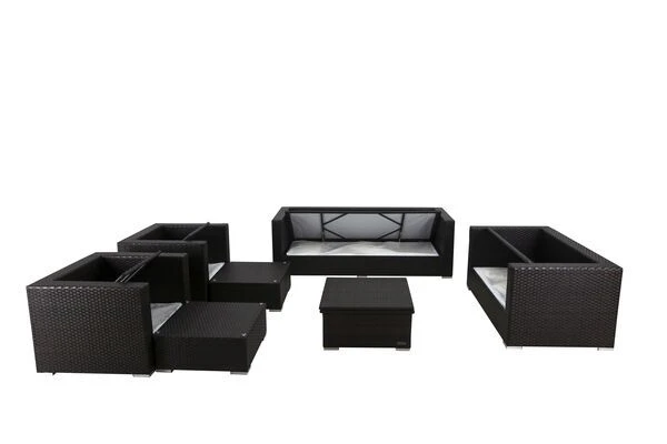 OUTFLEXX Loungemöbel-Set, Braun, Polyrattan, Für 9 Personen, Inkl. Loungetisch, Wasserfeste Kissenbox 6 OUTFLEXX Loungemöbel-Set, Braun, Polyrattan, Für 9 Personen, Inkl. Loungetisch, Wasserfeste Kissenbox – Bild 4