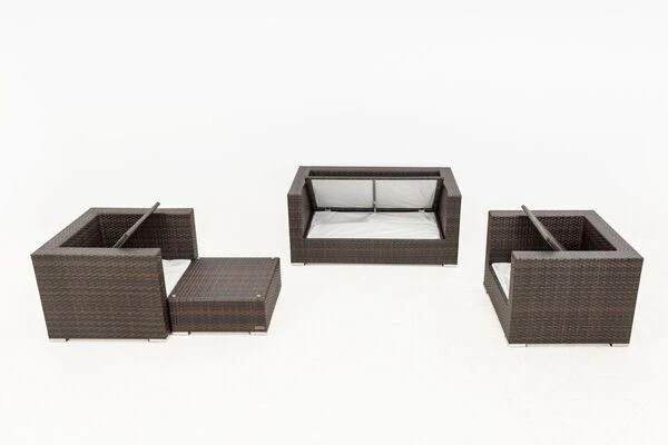 OUTFLEXX Loungemöbel-Set, Polyrattan, Braun Marmoriert, 5 Pers, Wasserfeste Kissenbox 6 OUTFLEXX Loungemöbel-Set, Polyrattan, Braun Marmoriert, 5 Pers, Wasserfeste Kissenbox – Bild 4