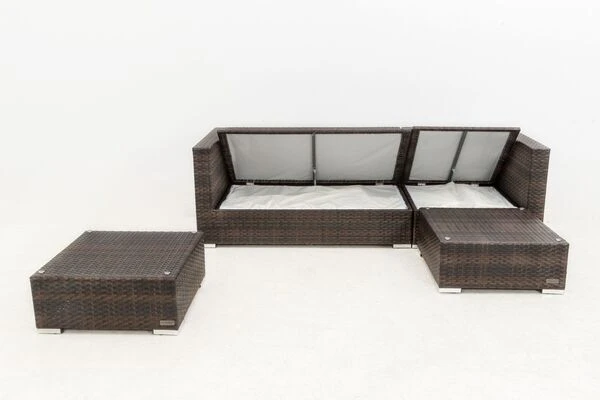 OUTFLEXX Loungemöbel-Set, Braun Marmoriert, 5 Pers, Polyrattan, Wasserfeste Kissenbox 10 OUTFLEXX Loungemöbel-Set, Braun Marmoriert, 5 Pers, Polyrattan, Wasserfeste Kissenbox – Bild 8