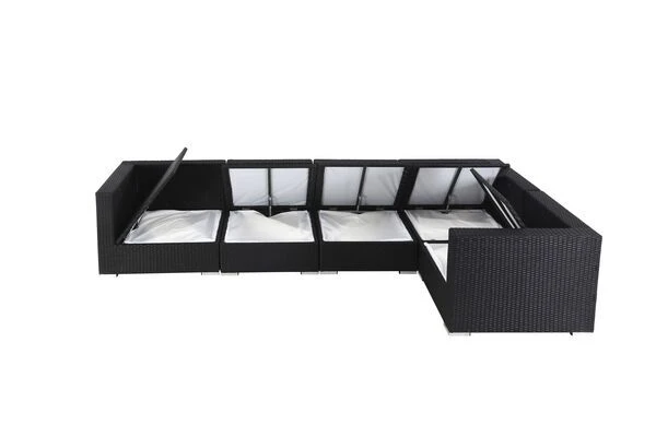 OUTFLEXX Loungemöbel-Set Polyrattan, Schwarz, Für 5 Personen, Wasserfeste Kissenbox 6 OUTFLEXX Loungemöbel-Set Polyrattan, Schwarz, Für 5 Personen, Wasserfeste Kissenbox – Bild 4