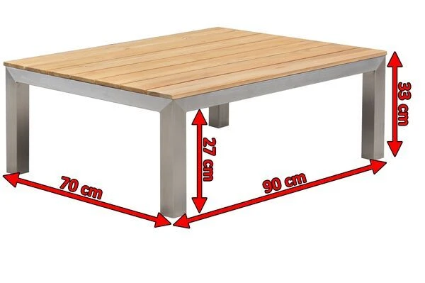 OUTFLEXX Beistelltisch, Silber/natur, Edelstahl/FSC-Teakholz, 90 X 70 X 33 Cm 6 OUTFLEXX Beistelltisch, Silber/natur, Edelstahl/FSC-Teakholz, 90 X 70 X 33 Cm – Bild 4