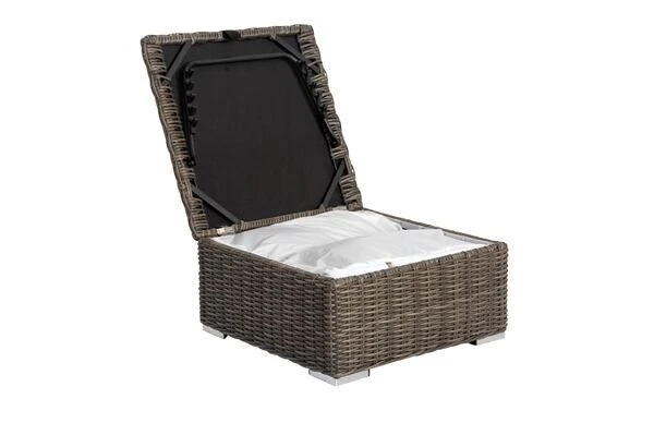 OUTFLEXX Hocker, Grau, Polyrattan, 70 X 70 X 35 Cm, Verstellbare Sitzfläche, Wasserfeste Kissenbox 7 OUTFLEXX Hocker, Grau, Polyrattan, 70 X 70 X 35 Cm, Verstellbare Sitzfläche, Wasserfeste Kissenbox – Bild 5