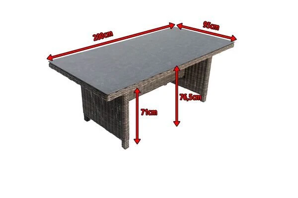 OUTFLEXX Esstisch, Grau, Polyrattan, 200 X 95 Cm, Tischplatte Spraystone, 6mm, Aufliegend 6 OUTFLEXX Esstisch, Grau, Polyrattan, 200 X 95 Cm, Tischplatte Spraystone, 6mm, Aufliegend – Bild 4