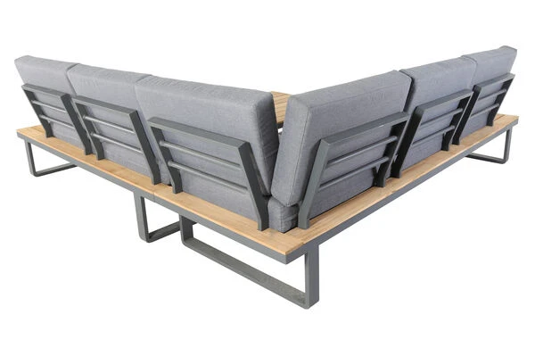 OUTFLEXX Ecklounge, Anthrazit/teakoptik, Aluminium/Akazie, Für 5 Personen, Inkl. Polster 6 OUTFLEXX Ecklounge, Anthrazit/teakoptik, Aluminium/Akazie, Für 5 Personen, Inkl. Polster – Bild 4