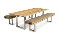 OUTFLEXX Esstischgarnitur, Silber/natur, Edelstahl & Recycled FSC-Teak, Esstisch 240x100cm, 2x Bank 240x40cm, Baumkante -Kettler Verkäufe 4 20619.jpg