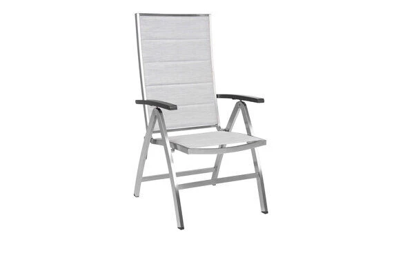 STERN Cardiff Esstischgarnitur, Silber, Edelstahl/Textilen/FSC-Teak/Alu, 162/220 X 90 Cm, Butterfly-Auszug, 4 Stapel-, 2 Multipo 6 STERN Cardiff Esstischgarnitur, Silber, Edelstahl/Textilen/FSC-Teak/Alu, 162/220 X 90 Cm, Butterfly-Auszug, 4 Stapel-, 2 Multipo – Bild 4