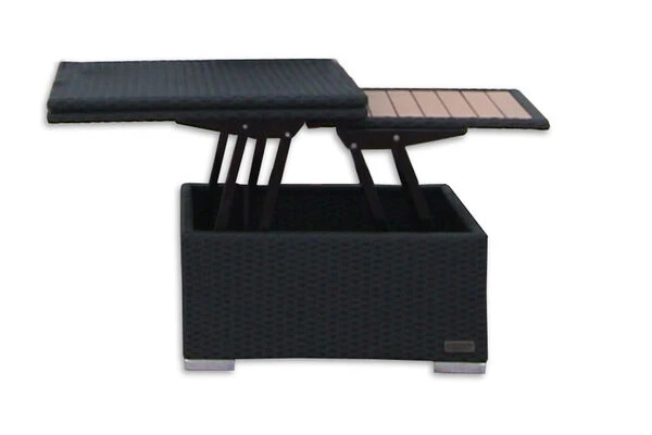 OUTFLEXX Loungetisch Höhenverstellbar, Schwarz, Polyrattan, 75/152x75x40/64,5cm 6 OUTFLEXX Loungetisch Höhenverstellbar, Schwarz, Polyrattan, 75/152x75x40/64,5cm – Bild 4