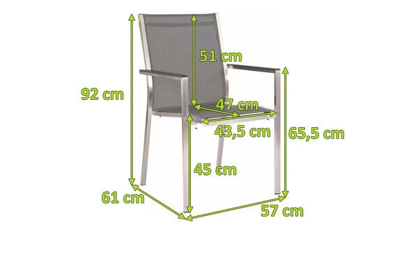 STERN Cardiff Stapelsessel, Silbergrau, Edelstahl/Textil/Aluminiumarmlehnen, 61x57x92 Cm, Stapelbar 7 STERN Cardiff Stapelsessel, Silbergrau, Edelstahl/Textil/Aluminiumarmlehnen, 61x57x92 Cm, Stapelbar – Bild 5