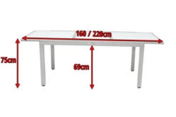 VILLANA Ausziehtisch, Silber/weiß, Alu/Sicherheitsglas, 160/220x90 Cm, Flügelmechanismus -Kettler Verkäufe 5 13395 2.jpg