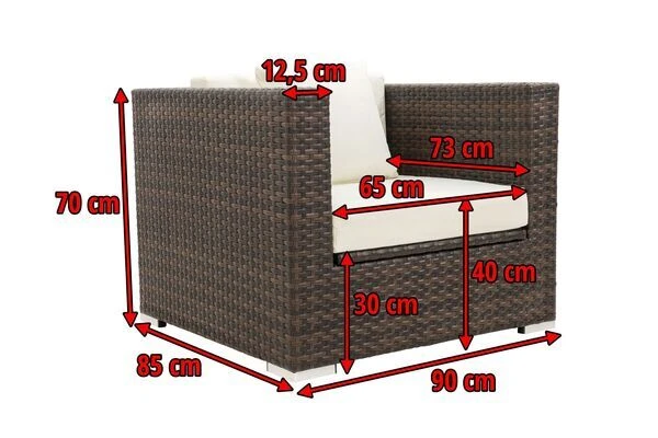 OUTFLEXX Sessel, Braun Marmoriert, Polyrattan, 90 X 85 X 70 Cm, Wasserfeste Kissenbox 7 OUTFLEXX Sessel, Braun Marmoriert, Polyrattan, 90 X 85 X 70 Cm, Wasserfeste Kissenbox – Bild 5
