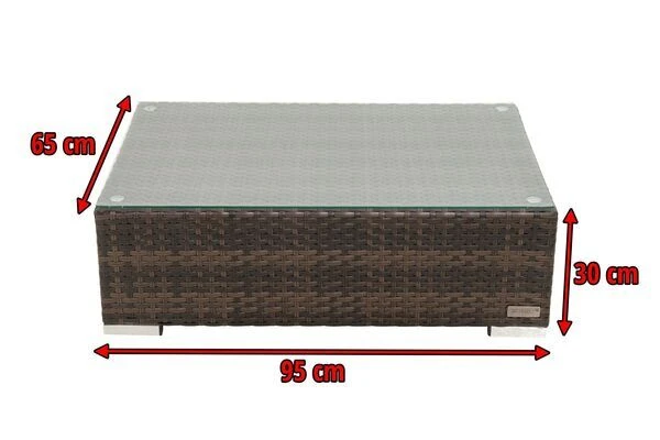 OUTFLEXX Beistelltisch, Braun Marmoriert, Polyrattan, 95 X 65 X 30 Cm, Inkl. Glasplatte 7 OUTFLEXX Beistelltisch, Braun Marmoriert, Polyrattan, 95 X 65 X 30 Cm, Inkl. Glasplatte – Bild 5