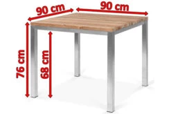 OUTFLEXX Esstisch, Silber/natur, Edelstahl/ Recyceltes FSC®-Teakholz, 90x90cm, Rustikal Gebürstet -Kettler Verkäufe 5 15860.jpg