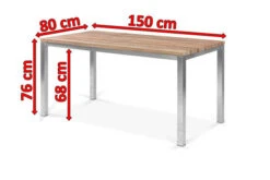 OUTFLEXX Esstisch, Silber/natur, Edelstahl/ Recyceltes FSC®-Teakholz, 150x80cm, Rustikal Gebürstet -Kettler Verkäufe 5 15861.jpg