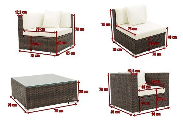 OUTFLEXX Loungemöbel-Set, Braun Marmoriert, Polyrattan, 5 Pers, Wasserfeste Kissenbox, Inkl. Beistelltisch 7 OUTFLEXX Loungemöbel-Set, Braun Marmoriert, Polyrattan, 5 Pers, Wasserfeste Kissenbox, Inkl. Beistelltisch – Bild 5