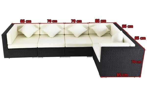 OUTFLEXX Loungemöbel-Set Polyrattan, Schwarz, Für 5 Personen, Wasserfeste Kissenbox 7 OUTFLEXX Loungemöbel-Set Polyrattan, Schwarz, Für 5 Personen, Wasserfeste Kissenbox – Bild 5