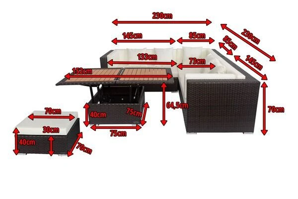 OUTFLEXX Loungemöbel-Set, Braun, Polyrattan, 6 Personen, Wasserfeste Kissenbox, Inkl. Loungetisch 7 OUTFLEXX Loungemöbel-Set, Braun, Polyrattan, 6 Personen, Wasserfeste Kissenbox, Inkl. Loungetisch – Bild 5