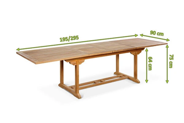 OUTFLEXX Ontario Ausziehtisch, Natur, Teakholz, 195/295x90cm, Fein Geschliffen 6 OUTFLEXX Ontario Ausziehtisch, Natur, Teakholz, 195/295x90cm, Fein Geschliffen – Bild 4