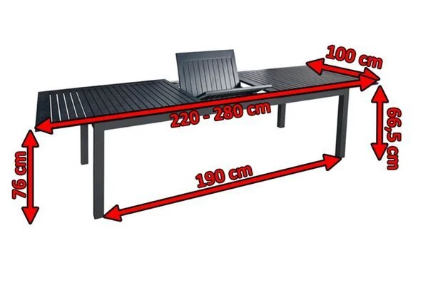 DOPPLER Expert Esstisch, Anthrazit/schwarz, Aluminium, 220-280 X 100 Cm, Ausziehbar 7 DOPPLER Expert Esstisch, Anthrazit/schwarz, Aluminium, 220-280 X 100 Cm, Ausziehbar – Bild 5