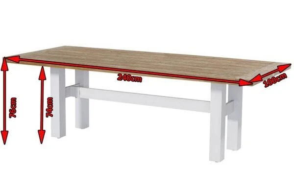 HARTMAN Yasmani Esstisch, Weiß/vintage Brown, Alu/Teak, 240x100cm 7 HARTMAN Yasmani Esstisch, Weiß/vintage Brown, Alu/Teak, 240x100cm – Bild 5