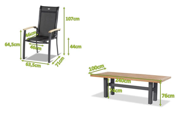 HARTMAN Sondermodell Yasmani/Alice Esstischgruppe, Xerix, Alu/Teakholz, 4x4 Textilen, 240x100cm, 8 Stapelsessel 7 HARTMAN Sondermodell Yasmani/Alice Esstischgruppe, Xerix, Alu/Teakholz, 4x4 Textilen, 240x100cm, 8 Stapelsessel – Bild 5