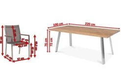 STERN Cardiff Esstischgruppe, Silber/silbergrau, Edelstahl/Teak, Tisch A-Gestell 220 X 100 Cm, 6 Stapelsessel -Kettler Verkäufe 5 19765.jpg